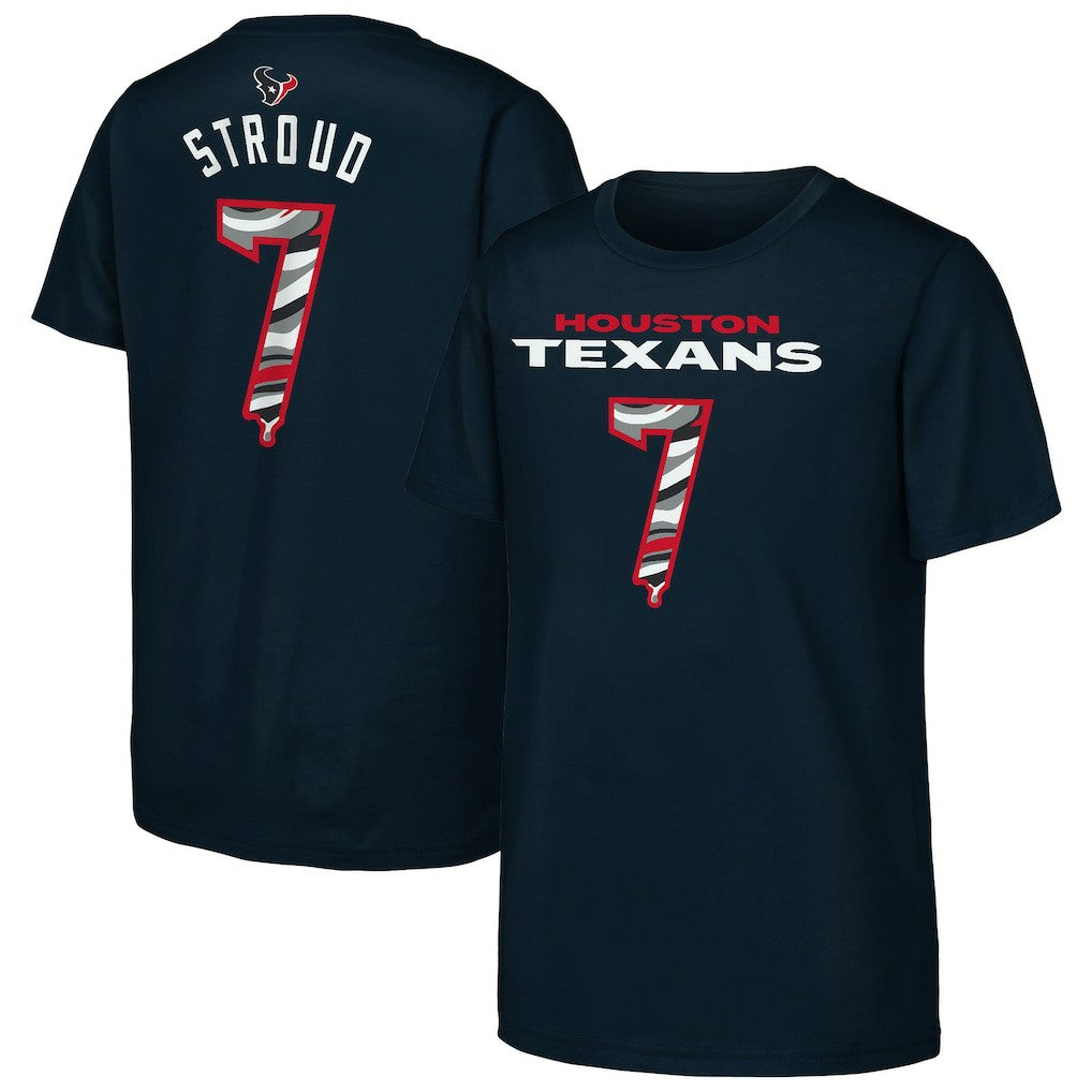 C.J. Stroud Houston Texans Outerstuff Youth Mainliner Drip Player Name & Number T-Shirt Navy - NFL