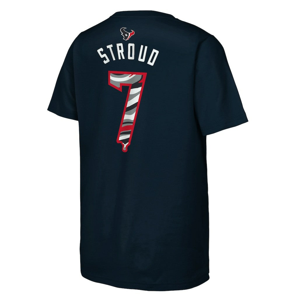 C.J. Stroud Houston Texans Outerstuff Youth Mainliner Drip Player Name & Number T-Shirt Navy - NFL