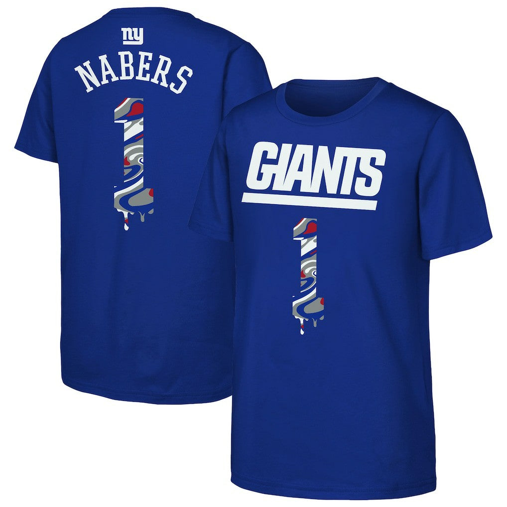 Malik Nabers New York Giants Outerstuff Youth Mainliner Drip Player Name & Number T-Shirt Royal - NFL