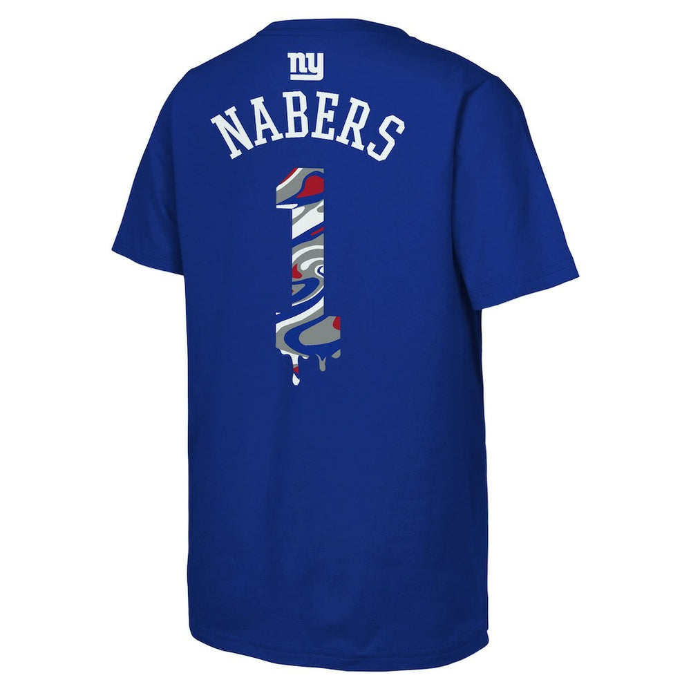 Malik Nabers New York Giants Outerstuff Youth Mainliner Drip Player Name & Number T-Shirt Royal - NFL