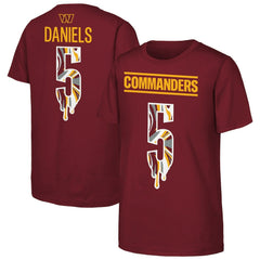 Jayden Daniels Washington Commanders Outerstuff Youth Mainliner Drip Player Name & Number T-Shirt Burgundy - NFL