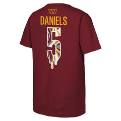 Jayden Daniels Washington Commanders Outerstuff Youth Mainliner Drip Player Name & Number T-Shirt Burgundy - NFL