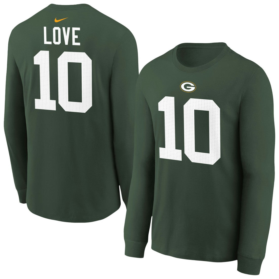 Jordan Love Green Bay Packers Youth Player Name & Number Long Sleeve T-Shirt Green - Nike