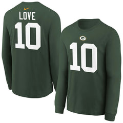 Jordan Love Green Bay Packers Youth Player Name & Number Long Sleeve T-Shirt Green - Nike