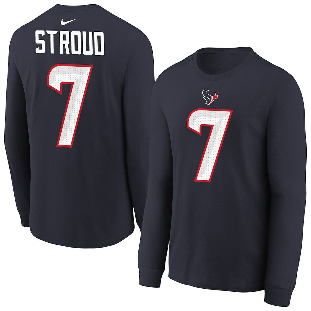 C.J. Stroud Houston Texans Youth Player Name & Number Long Sleeve T-Shirt Navy - Nike