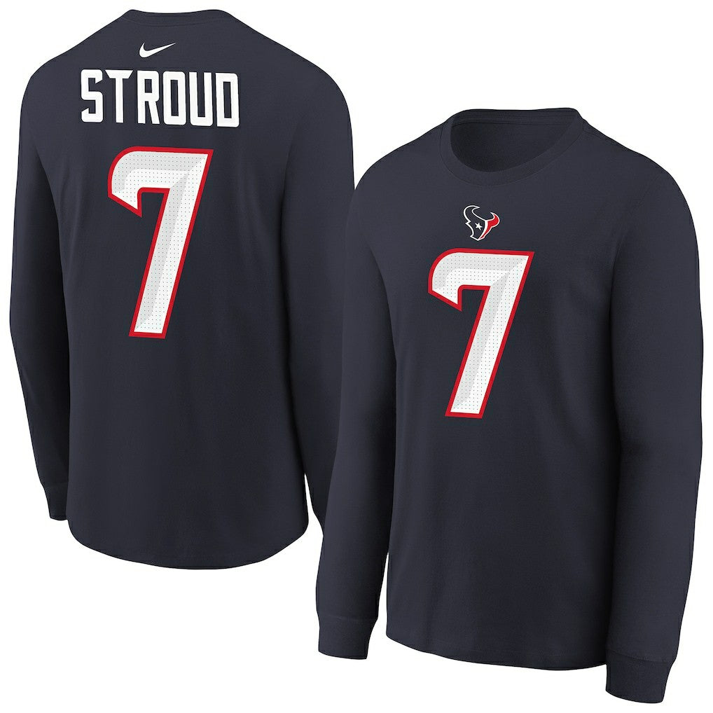 C.J. Stroud Houston Texans Youth Player Name & Number Long Sleeve T-Shirt Navy - Nike