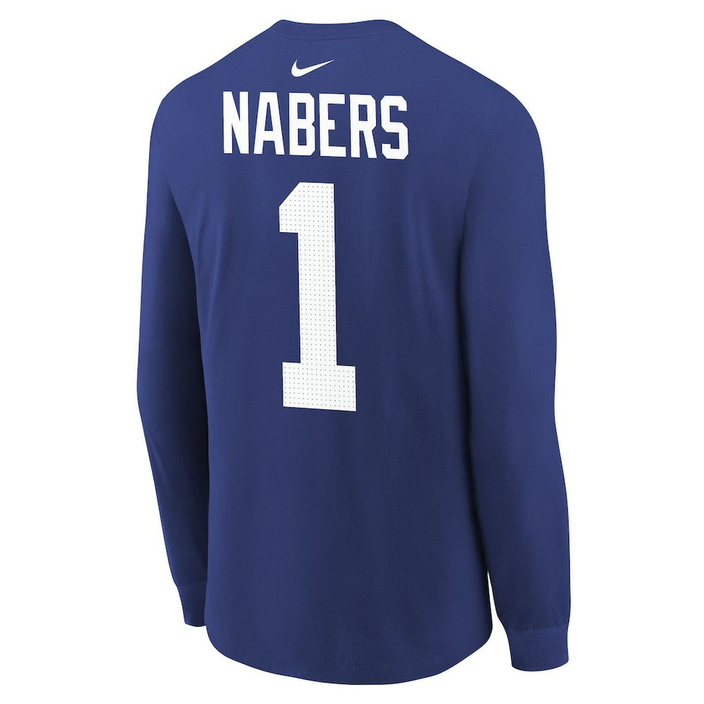 Malik Nabers New York Giants Youth Player Name & Number Long Sleeve T-Shirt Royal - Nike