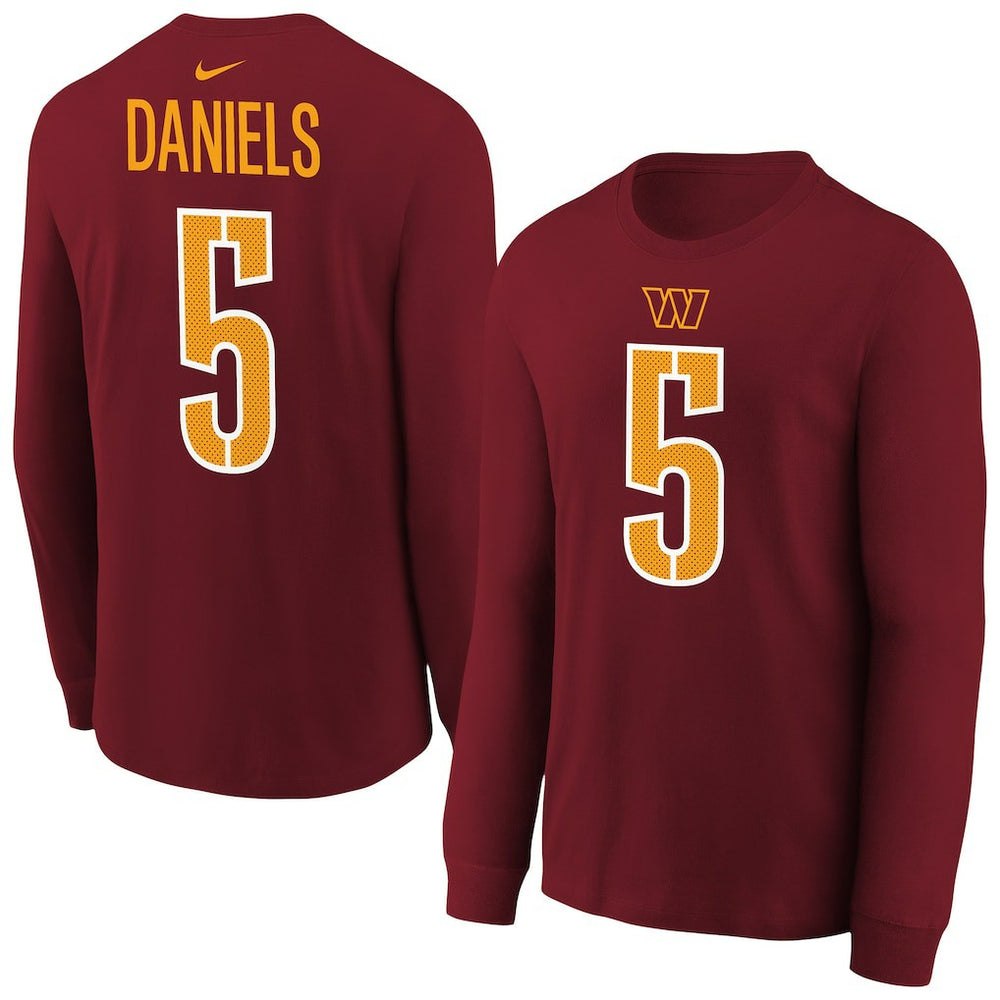 Jayden Daniels Washington Commanders Youth Player Name & Number Long Sleeve T-Shirt Burgundy - Nike