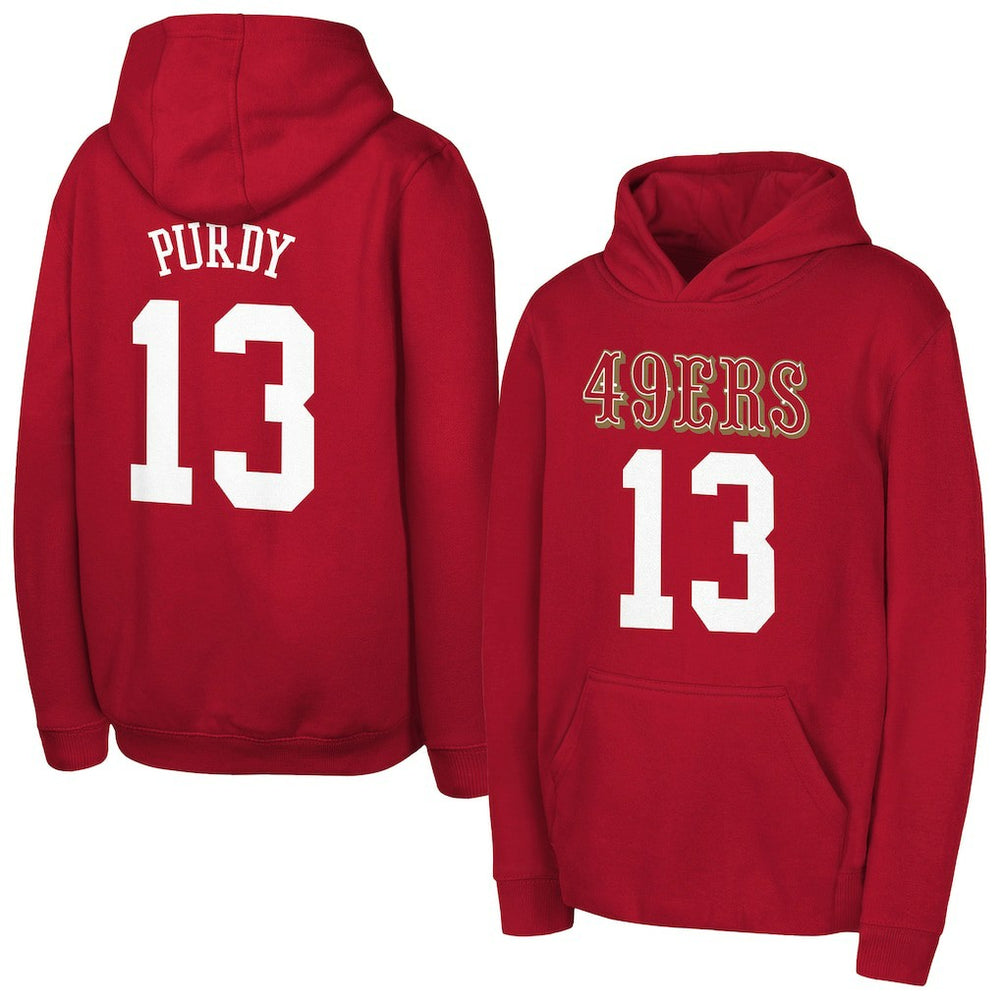 Brock Purdy San Francisco 49ers Outerstuff Mainliner Player Name & Number Hoodie Scarlet - NFL