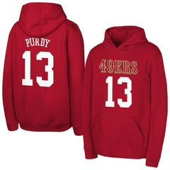 Brock Purdy San Francisco 49ers Outerstuff Mainliner Player Name & Number Hoodie Scarlet - NFL