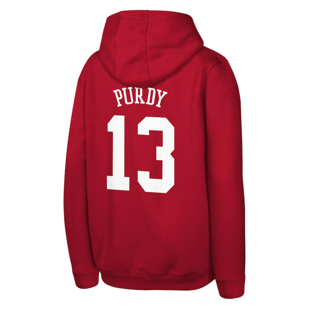 Brock Purdy San Francisco 49ers Outerstuff Mainliner Player Name & Number Hoodie Scarlet - NFL