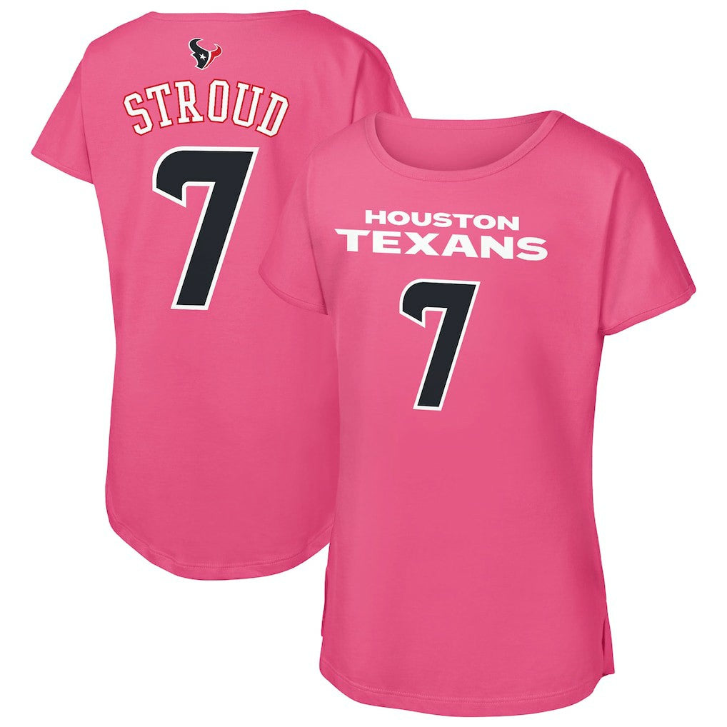 C.J. Stroud Houston Texans Outerstuff Girls Youth Player Name & Number T-Shirt Pink - NFL