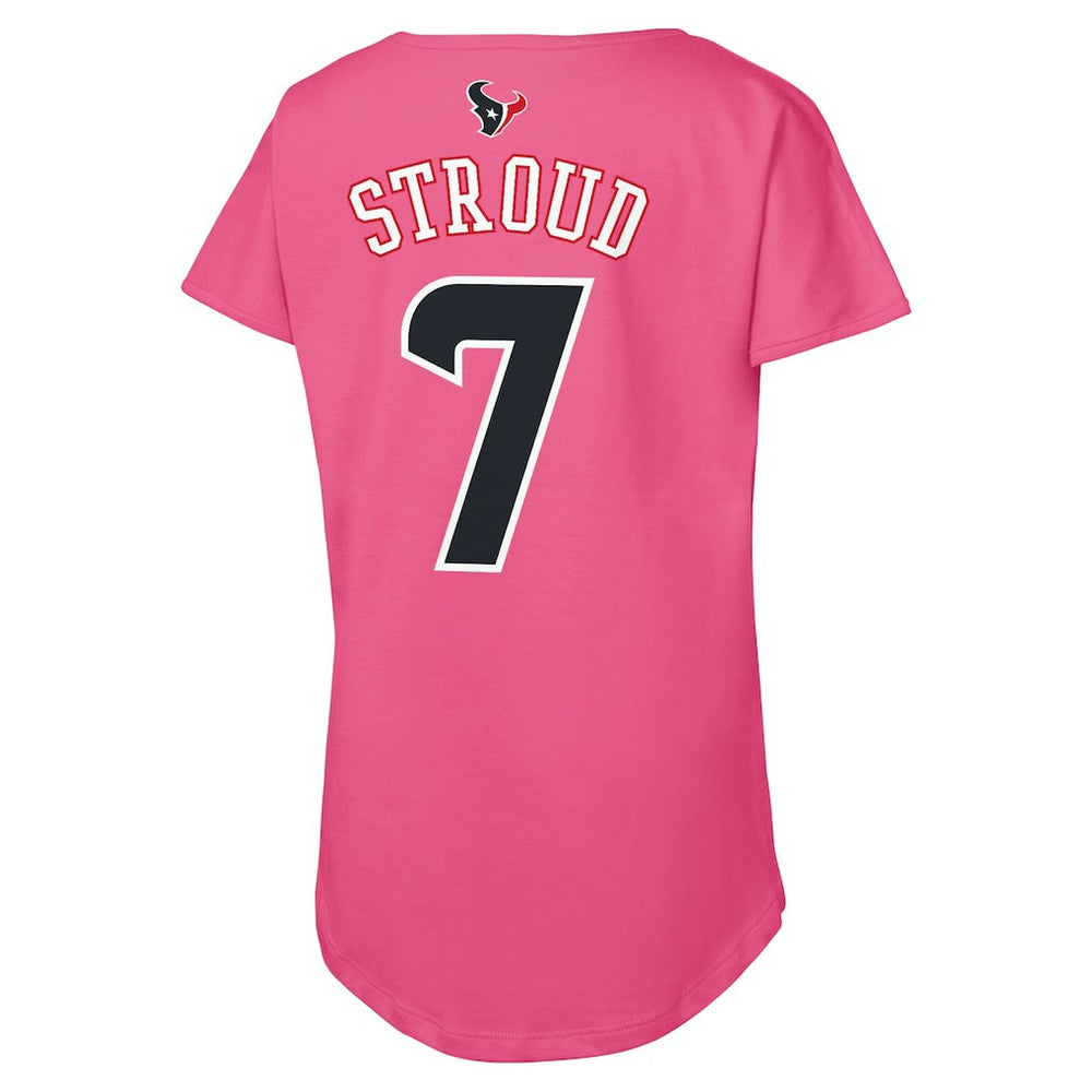C.J. Stroud Houston Texans Outerstuff Girls Youth Player Name & Number T-Shirt Pink - NFL
