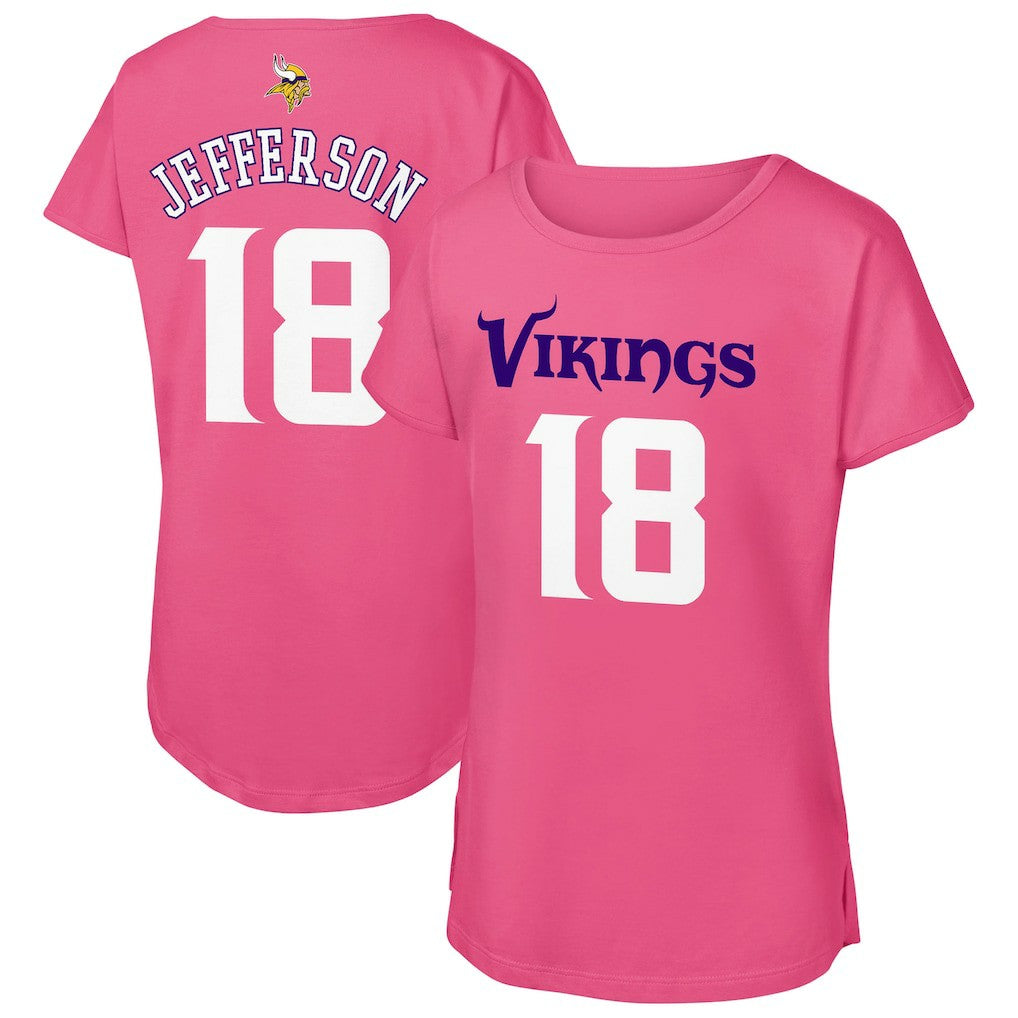 Justin Jefferson Minnesota Vikings Outerstuff Girls Youth Player Name & Number T-Shirt Pink - NFL