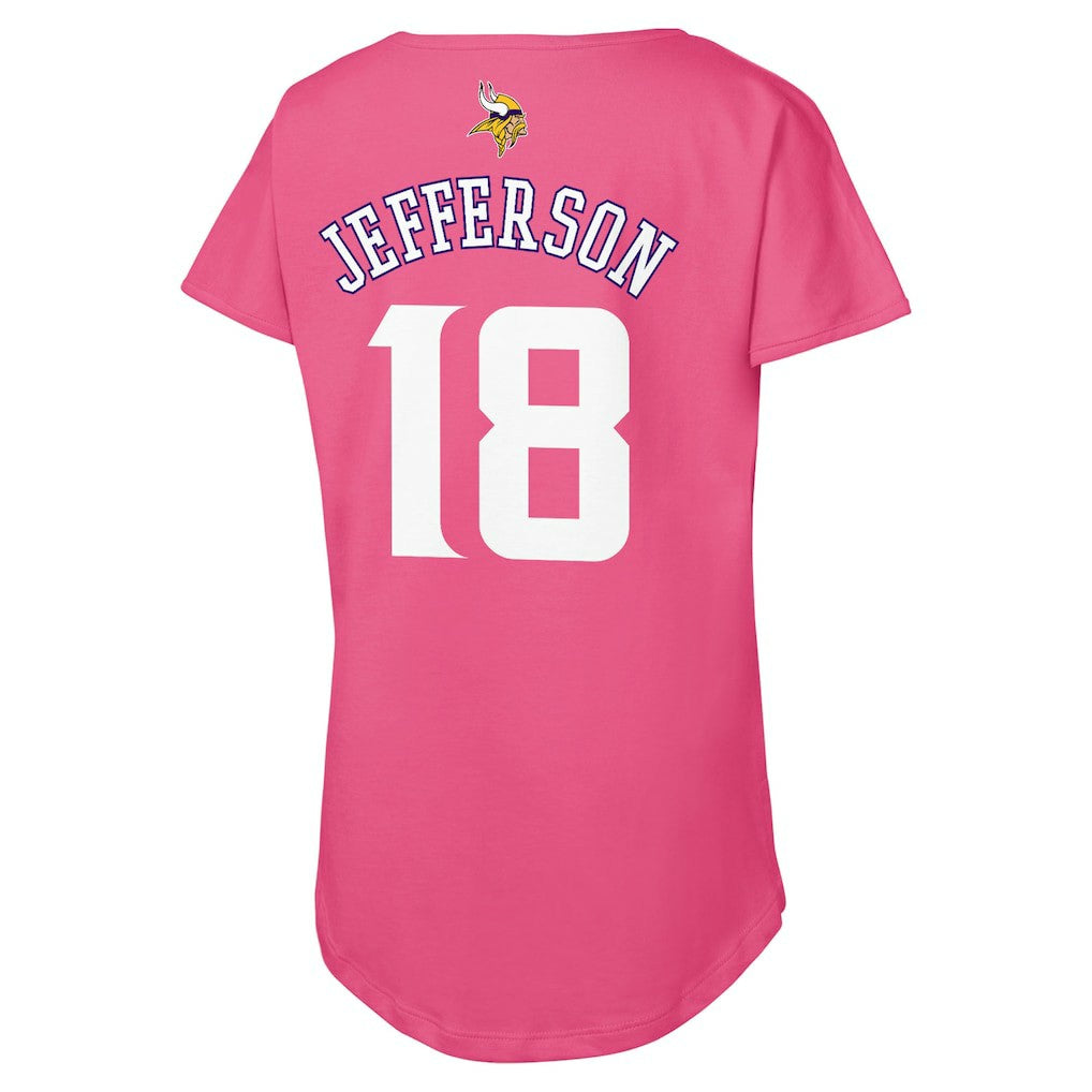 Justin Jefferson Minnesota Vikings Outerstuff Girls Youth Player Name & Number T-Shirt Pink - NFL