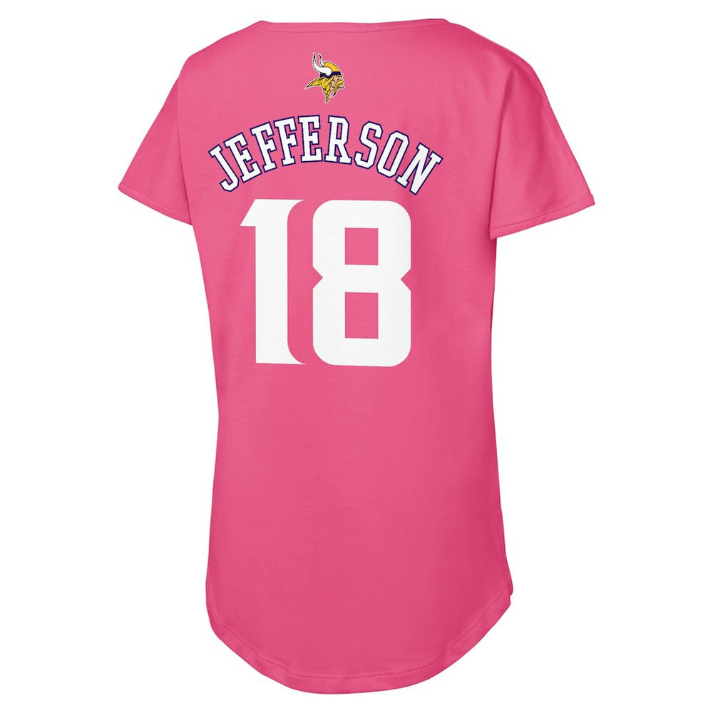 Justin Jefferson Minnesota Vikings Outerstuff Girls Youth Player Name & Number T-Shirt Pink - NFL