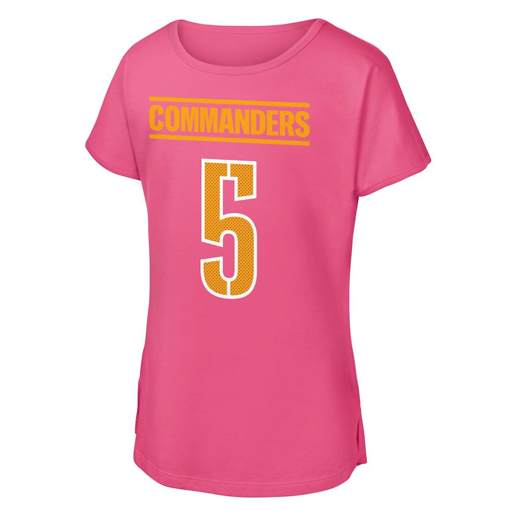 Jayden Daniels Washington Commanders Outerstuff Girls Youth Player Name & Number T-Shirt Pink - NFL