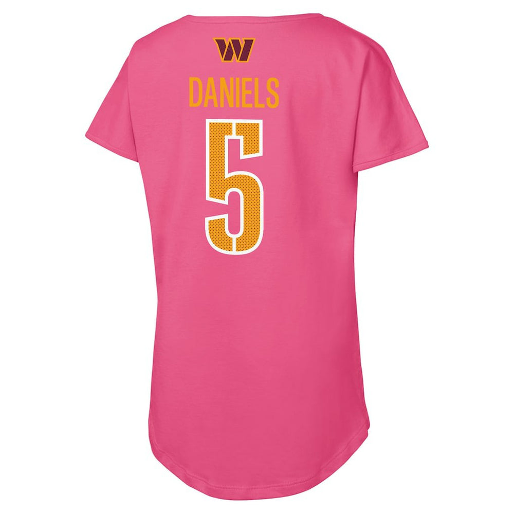 Jayden Daniels Washington Commanders Outerstuff Girls Youth Player Name & Number T-Shirt Pink - NFL