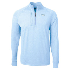 Washington Commanders Cutter & Buck Raglan Adapt Eco Knit Heather Quarter-Zip Top Powder Blue - NFL