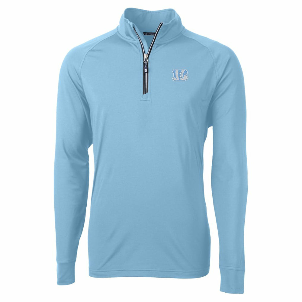 Cincinnati Bengals Cutter & Buck Raglan Adapt Eco Knit Stretch Recycled Quarter-Zip Top Powder Blue - NFL