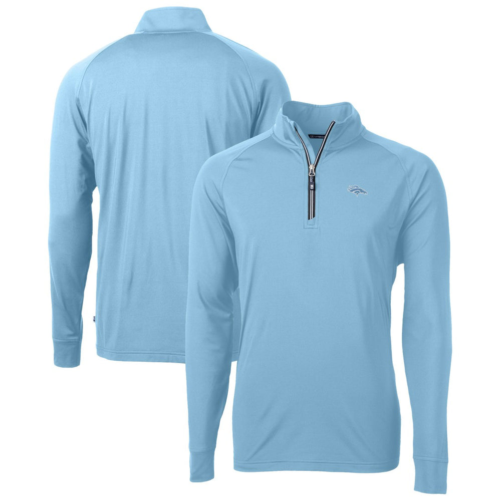 Denver Broncos Cutter & Buck Raglan Adapt Eco Knit Stretch Recycled Quarter-Zip Top Powder Blue - NFL