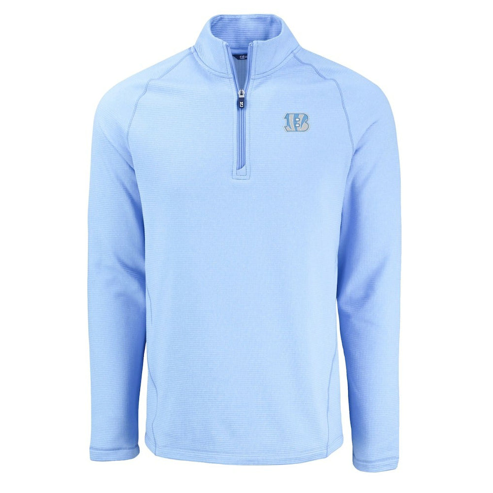 Cincinnati Bengals Cutter & Buck Peshastin Eco Fleece Recycled Raglan Quarter-Zip Top Powder Blue - NFL