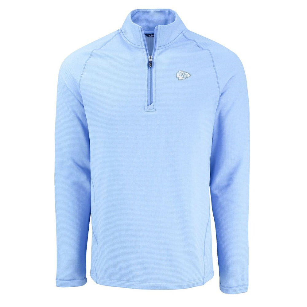 Kansas City Chiefs Cutter & Buck Peshastin Eco Fleece Recycled Raglan Quarter-Zip Top Powder Blue - NFL