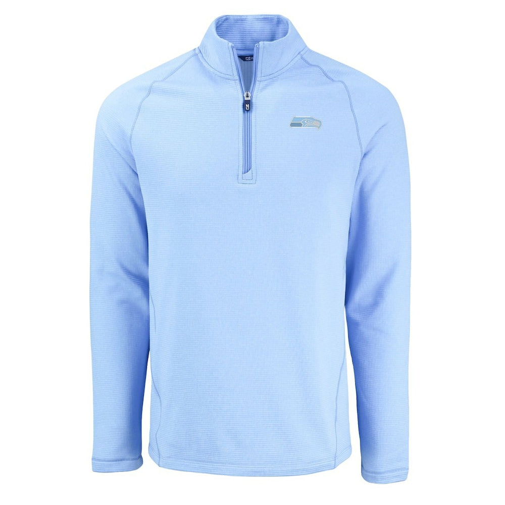 Seattle Seahawks Cutter & Buck Peshastin Eco Fleece Recycled Raglan Quarter-Zip Top Powder Blue - NFL