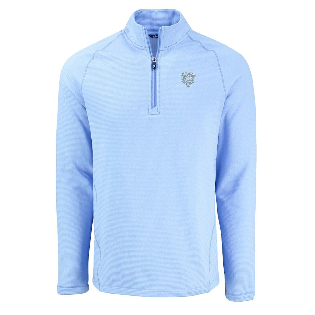 Chicago Bears Cutter & Buck Peshastin Eco Fleece Recycled Raglan Quarter-Zip Top Powder Blue - NFL