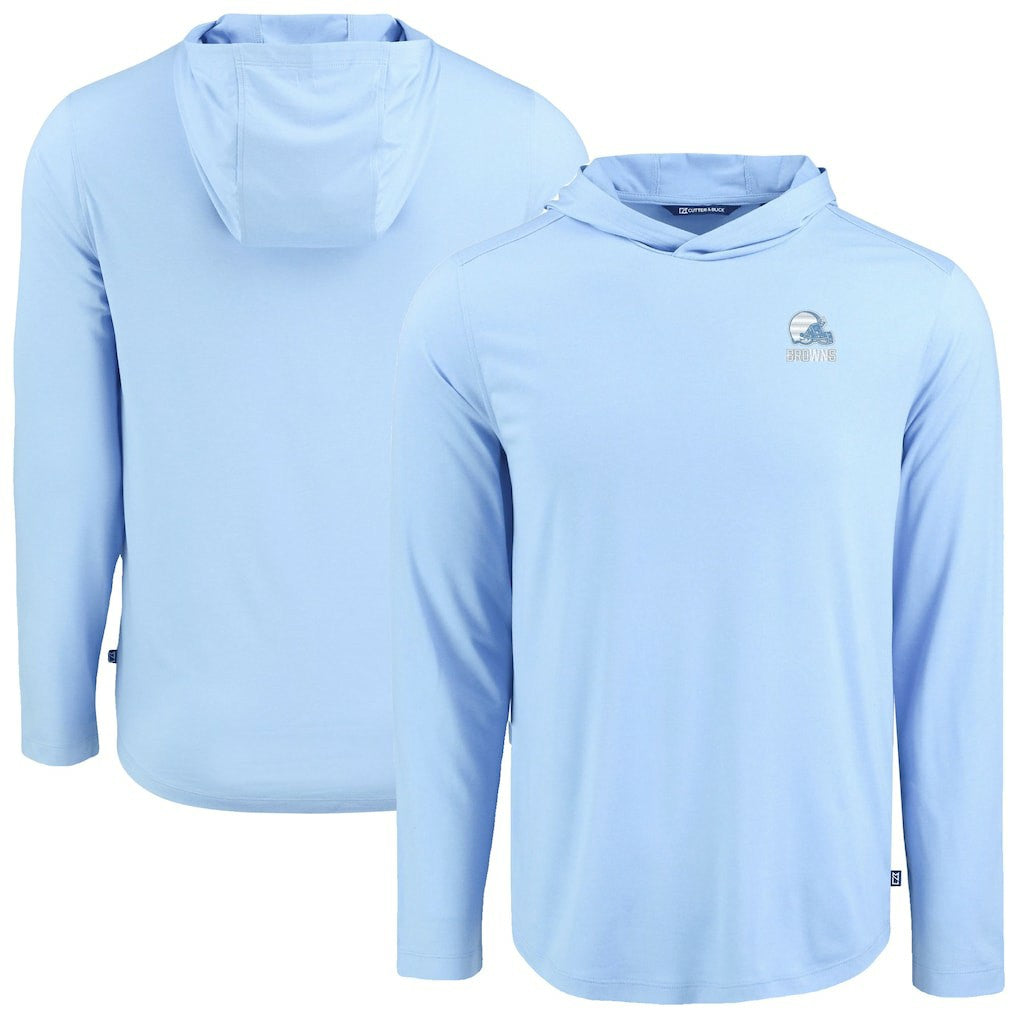 Cleveland Browns Men's Cutter & Buck Coastline Epic Comfort Eco Recycled Hooded Shirt Powder Blue - NFL
