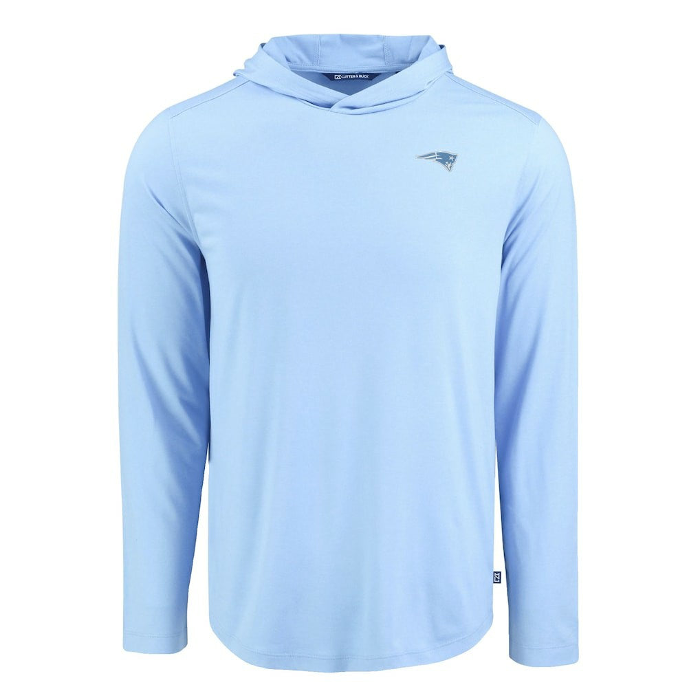New England Patriots Men's Cutter & Buck Coastline Epic Comfort Eco Recycled Men's Hooded Shirt Powder Blue - NFL