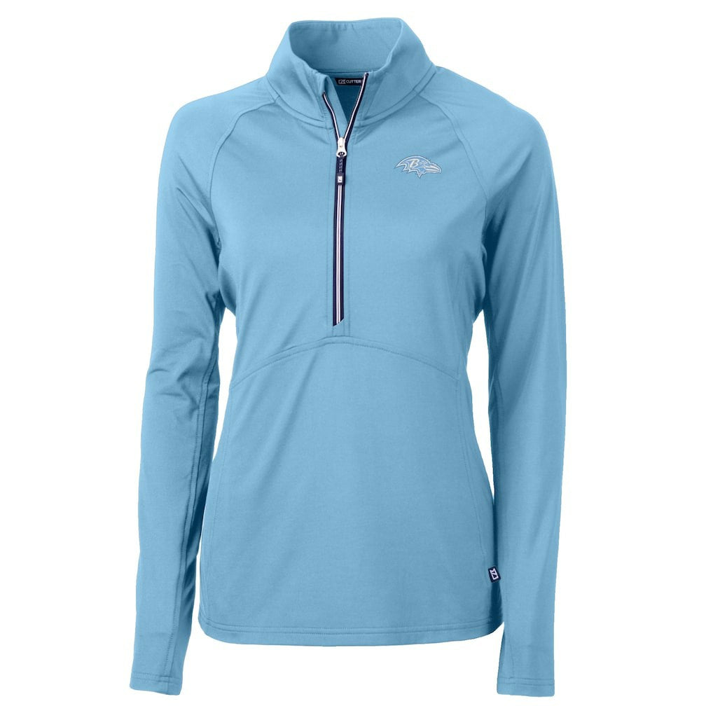 Baltimore Ravens Cutter & Buck Women's Adapt Eco Knit Stretch Recycled Half-Zip Top Powder Blue - NFL