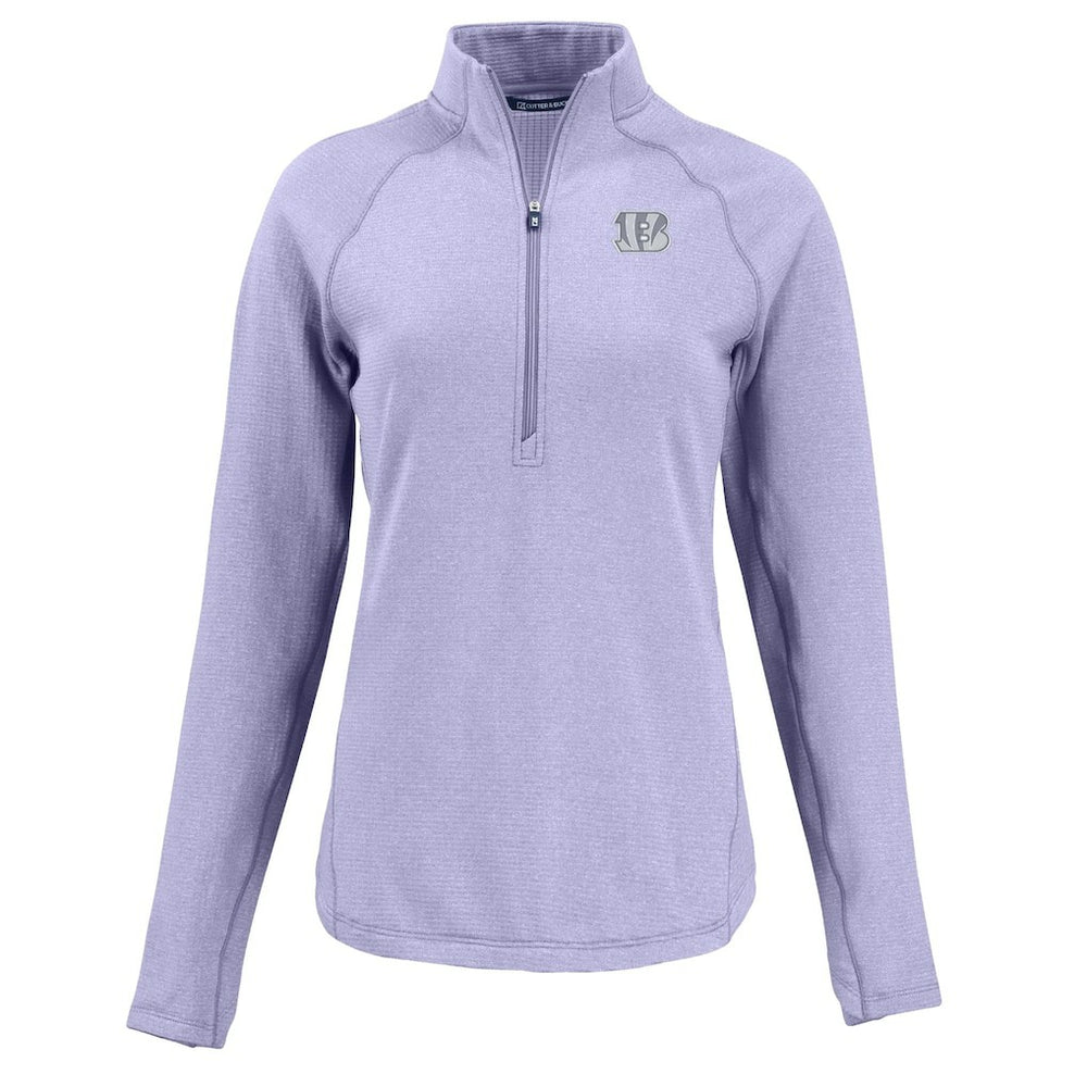 Cincinnati Bengals Cutter & Buck Women's Peshastin Eco Fleece Recycled Half-Zip Top Purple - NFL
