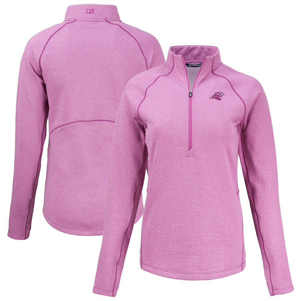 Carolina Panthers Cutter & Buck Women's Peshastin Eco Fleece Recycled Half-Zip Top Pink - NFL