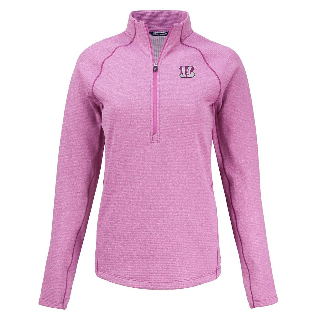 Cincinnati Bengals Cutter & Buck Women's Peshastin Eco Fleece Recycled Half-Zip Top Pink - NFL