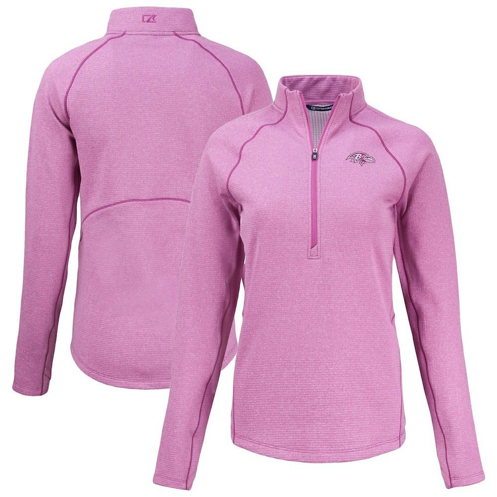 Baltimore Ravens Cutter & Buck Women's Peshastin Eco Fleece Recycled Half-Zip Top Pink - NFL