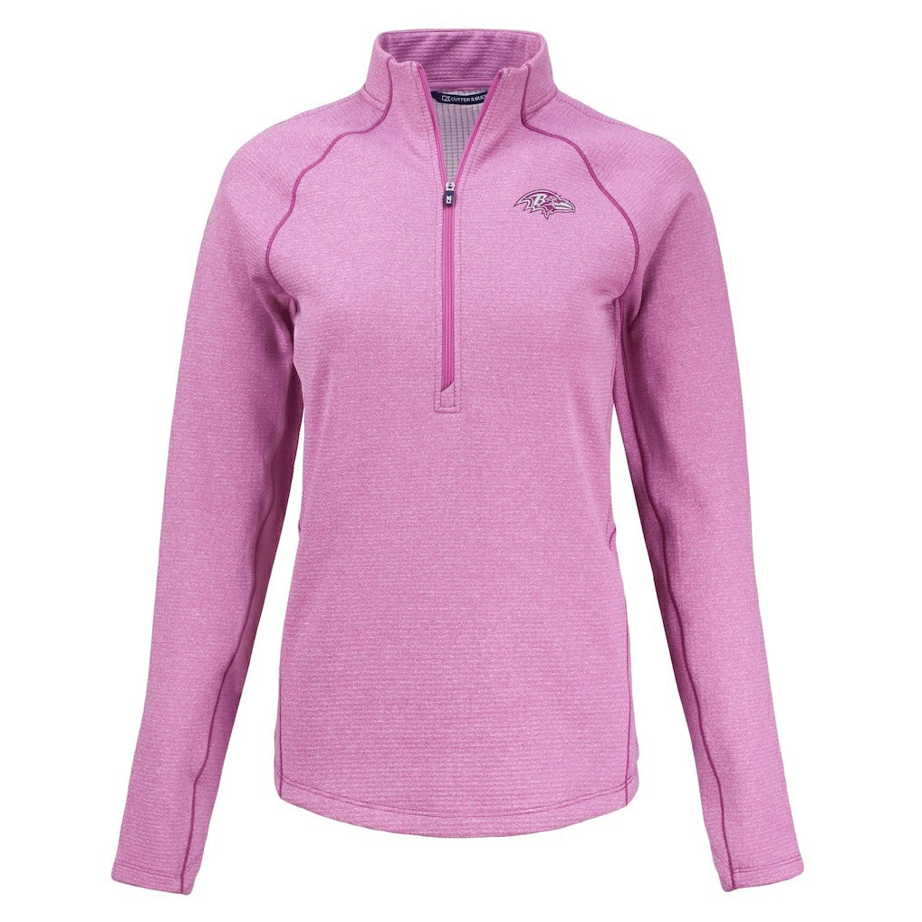 Baltimore Ravens Cutter & Buck Women's Peshastin Eco Fleece Recycled Half-Zip Top Pink - NFL