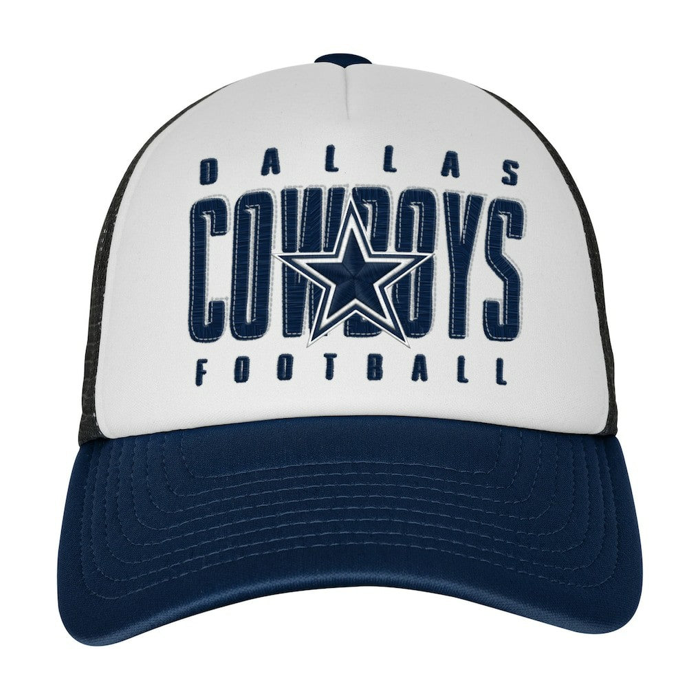 Dallas Cowboys Outerstuff Youth Essentials Trucker Adjustable Hat White - NFL