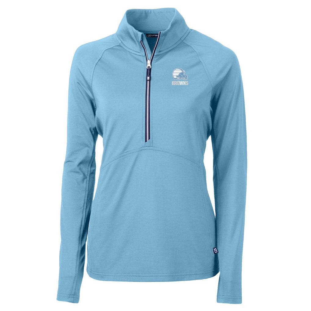 Cleveland Browns Cutter & Buck Women's Adapt Eco Knit Stretch Recycled Half-Zip Top Powder Blue - NFL