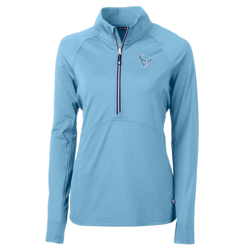 Houston Texans Cutter & Buck Women's Adapt Eco Knit Stretch Recycled Half-Zip Top Powder Blue - NFL