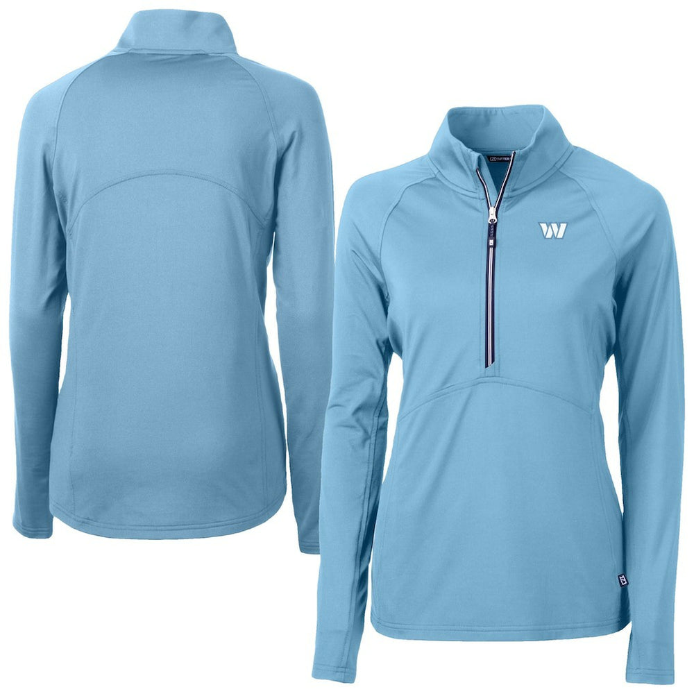 Washington Commanders Cutter & Buck Women's Adapt Eco Knit Stretch Recycled Half-Zip Top Powder Blue - NFL