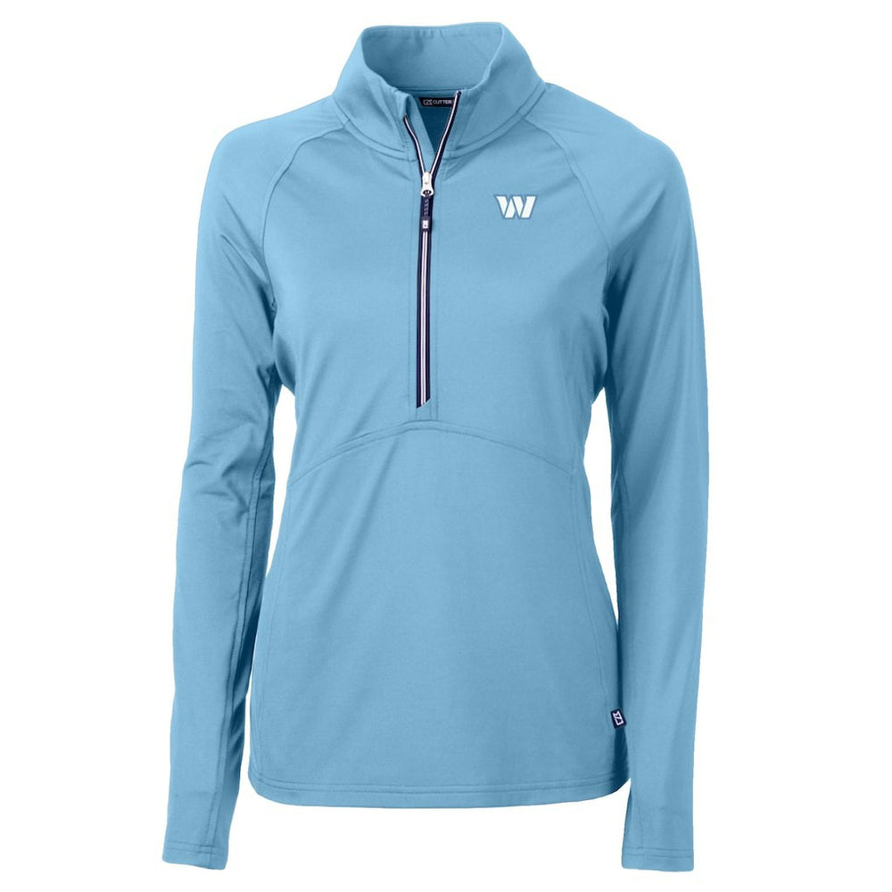 Washington Commanders Cutter & Buck Women's Adapt Eco Knit Stretch Recycled Half-Zip Top Powder Blue - NFL