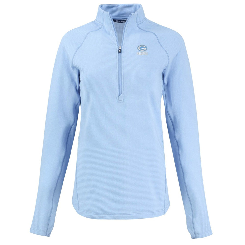 Green Bay Packers Cutter & Buck Women's Peshastin Eco Fleece Recycled Half-Zip Top Powder Blue - NFL