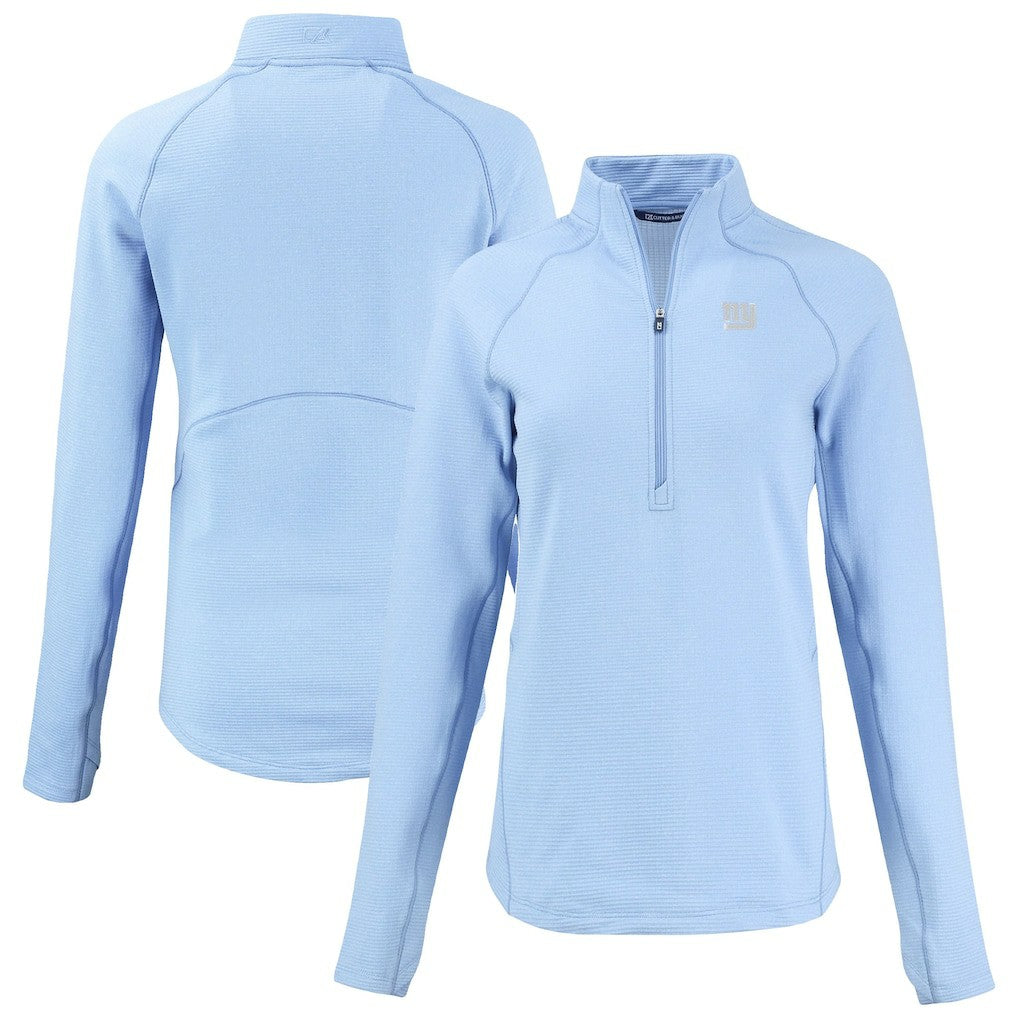 New York Giants Cutter & Buck Women's Peshastin Eco Fleece Recycled Half-Zip Top Powder Blue - NFL