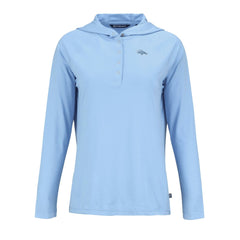 Denver Broncos Cutter & Buck Women's Coastline Epic Comfort Eco Recycled Long Sleeve Hoodie T-Shirt Powder Blue - NFL