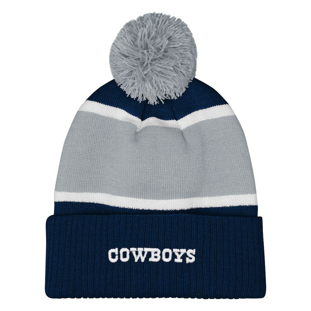 Dallas Cowboys Outerstuff Girls Youth Let's Play Cuffed Knit Hat with Pom Navy - NFL