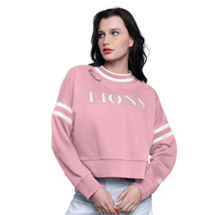 Detroit Lions Starter Women's Power Play Cropped Pullover Sweatshirt Pink - NFL