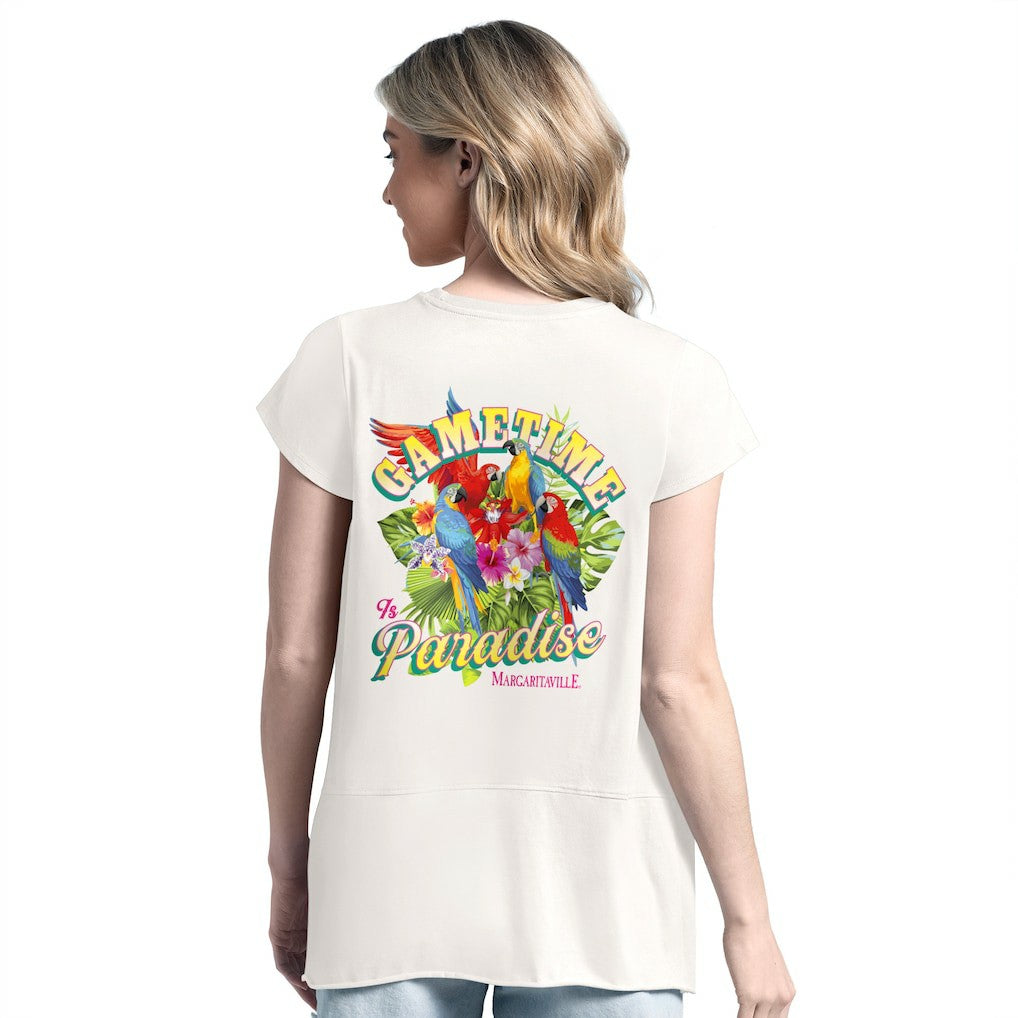 Baltimore Ravens Margaritaville Women's Gametime Is Paradise T-Shirt Cream - NFL