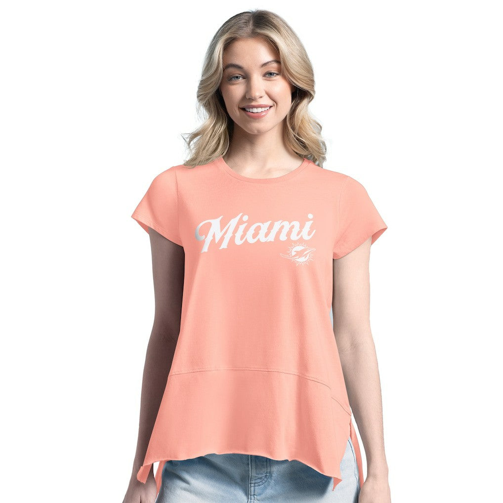 Miami Dolphins Margaritaville Women's Gametime Is Paradise T-Shirt Pink - NFL