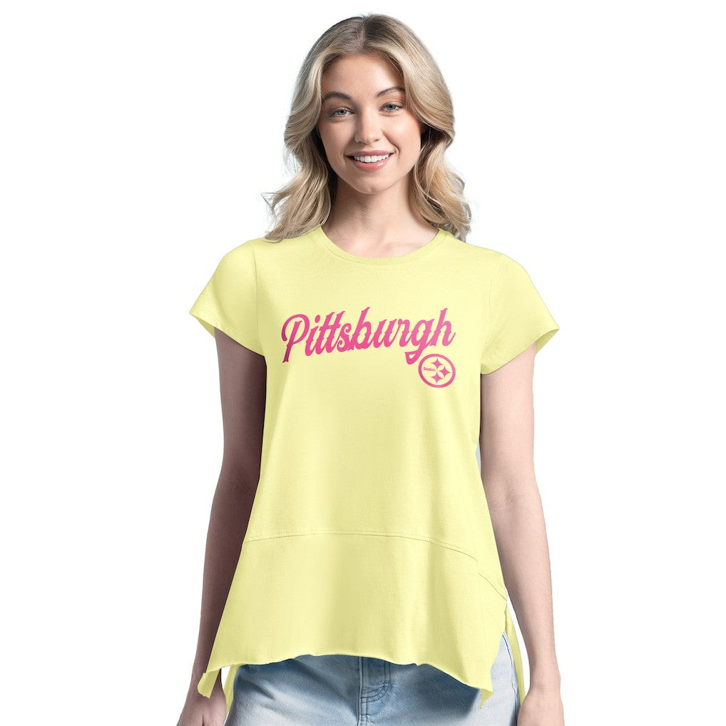 Pittsburgh Steelers Margaritaville Women's Gametime Is Paradise T-Shirt Yellow - NFL